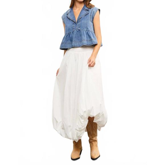 NEW MUSTARD SEED down for denim peplum top in blue - Picture 4 of 5